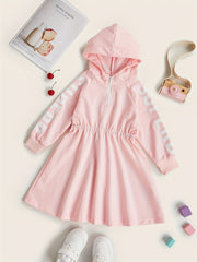 Toddler Girls' Zip Front Hooded Sweatshirt Dress