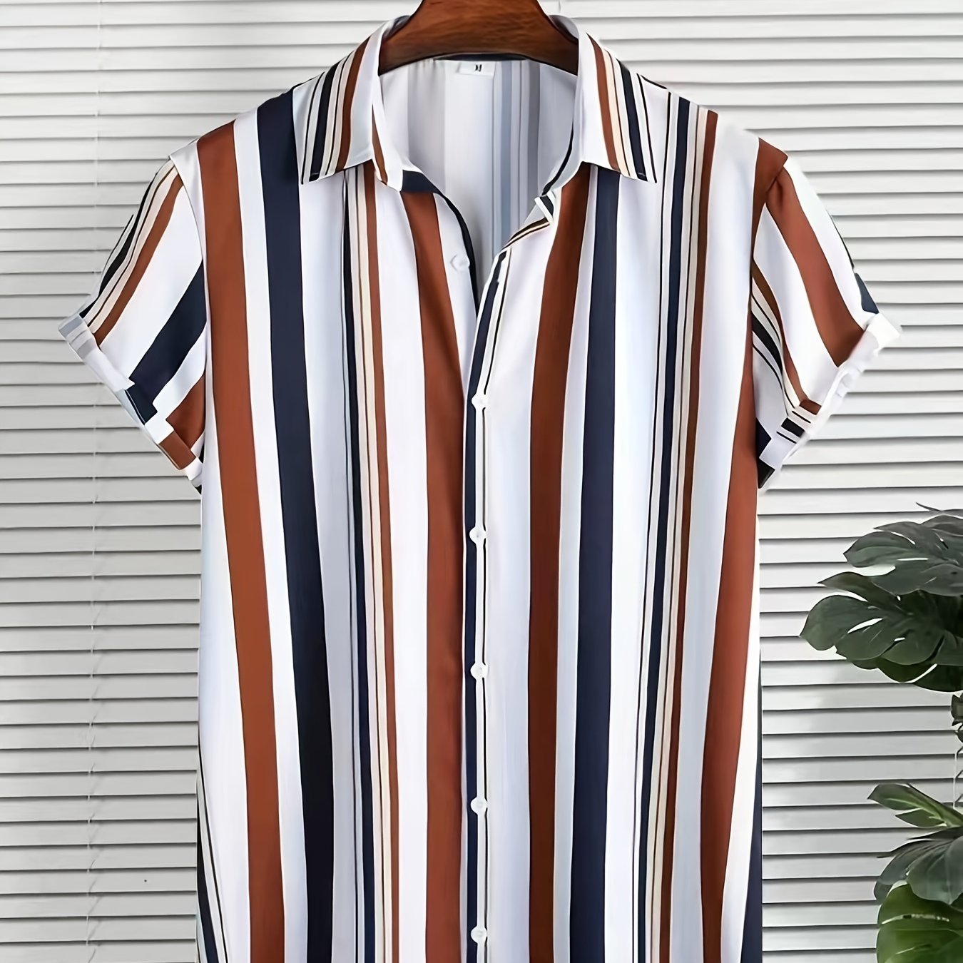 Vertical Stripe Pattern Men s Casual Short Sleeve Shirt For Summer