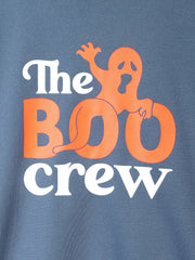 BOO CREW Hoodie & Sweatpants Set Halloween Ghost Pattern Outfits For Kids