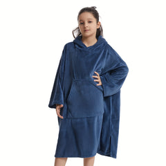 Kids Bathrobe Changing Robe with Pocket, Soft Hooded Poncho