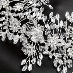 Bridal Rhinestone Flower Headband Set