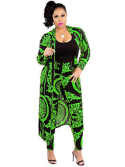 Long Jacket Set High Waist Leggings 2pcs Outfits