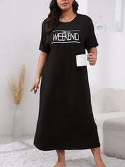 Casual Lounge Dress Women's Plus Letter Graphic Short Sleeve