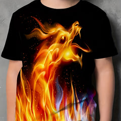 Boy's Fire Dragon Graphic T shirt 3D Digital Print Casual Short Sleeve Tee