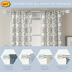 Heavy Duty Silver Curtain Rod, 2" Diameter, Adjustable Modern Drapery Rod