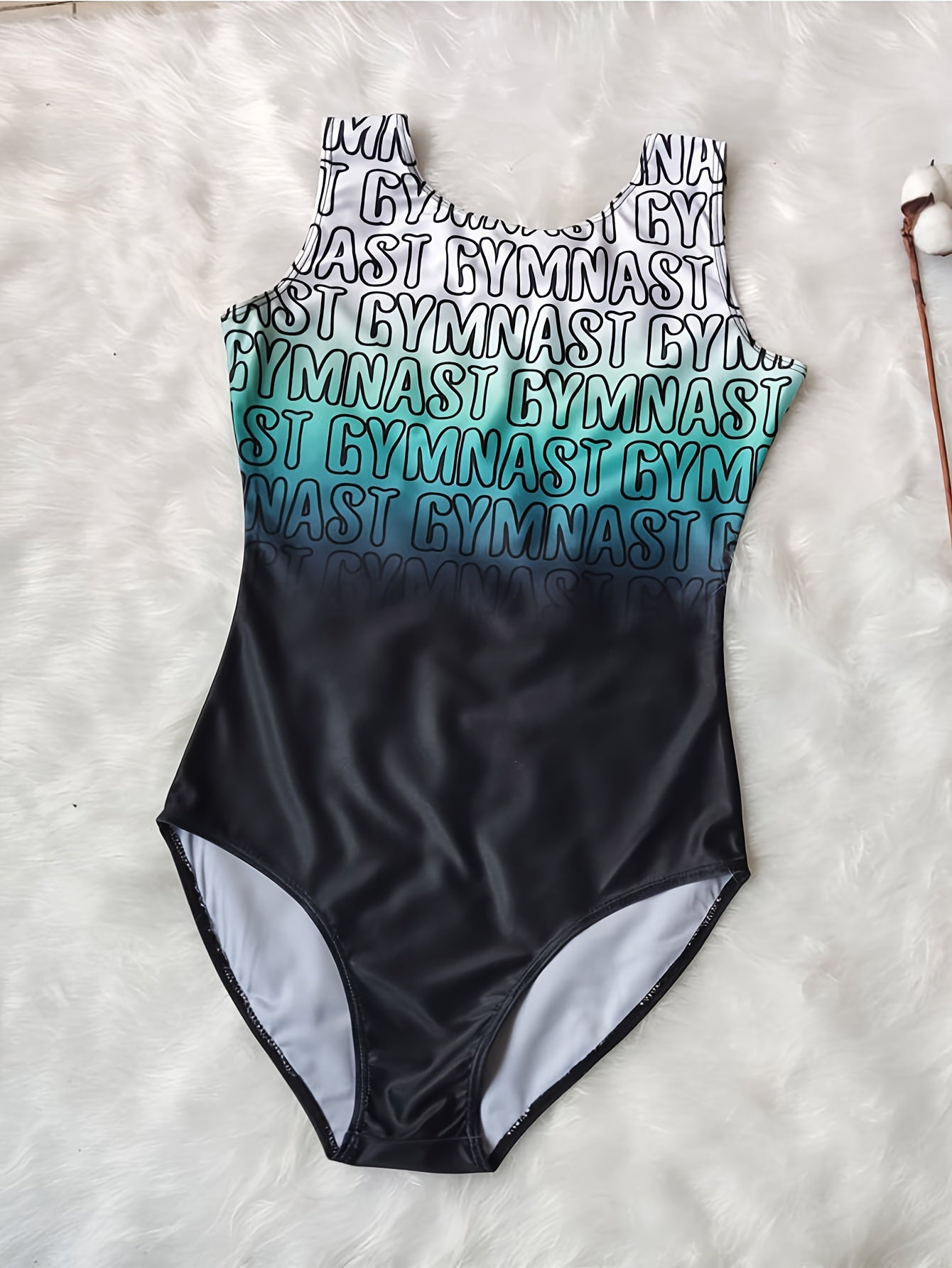 Letter Print Gradient 1pc Dancing Suit for Girls Ballet Gymnastics
