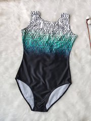 Letter Print Gradient 1pc Dancing Suit for Girls Ballet Gymnastics