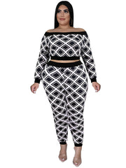 Geometric Off Shoulder 2pcs Set