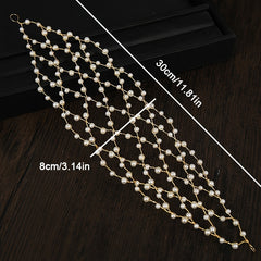 Faux Pearls Birdcage Veil Metal Net Headband Bridal Hair Hoop Bachelorette