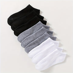 9 Pairs Solid Ankle Socks Women's Stockings & Hosiery