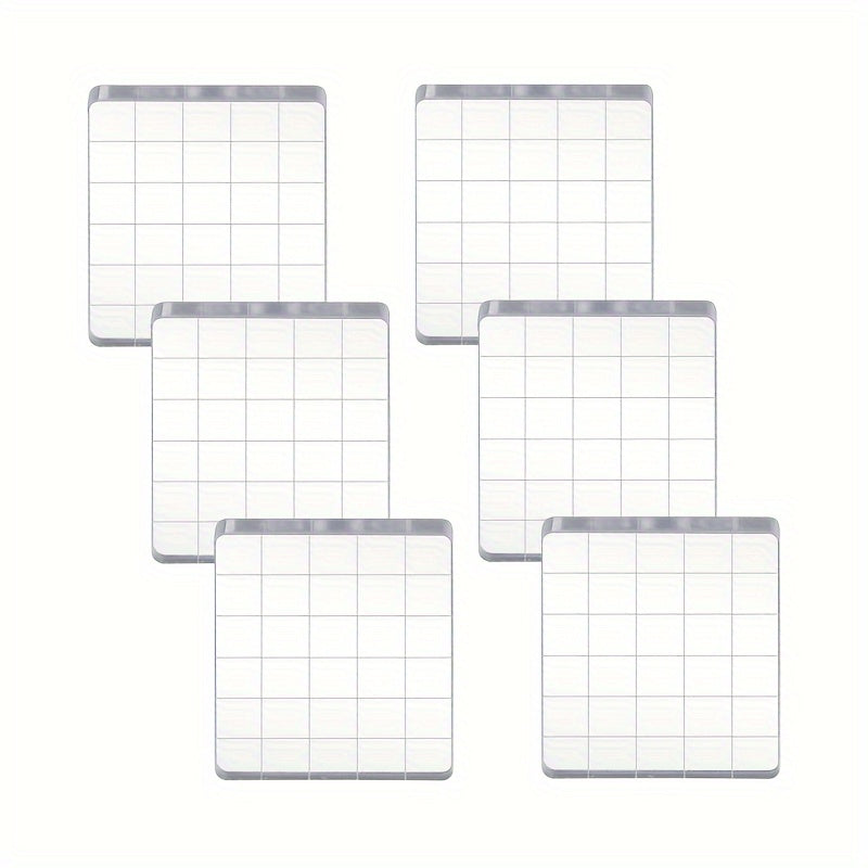 6pcs Acrylic Stamping Block Set Grid Lines DIY Scrapbook Card Making