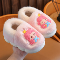 Girls Cartoon Furry House Shoes - Non Slip Soft Bottom - Indoor Autumn/Winter