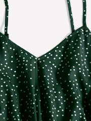 Pin Dot Print Spaghetti Strap Dress Sexy Slim Waist V Neck Summer Dress