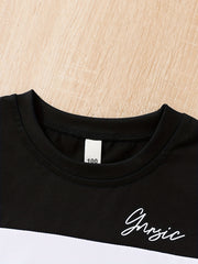 Kids Block T shirt Letter Print Short Sleeve Top