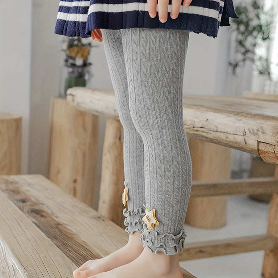 Girls Ruffled Edge Cotton Pantyhose Leggings