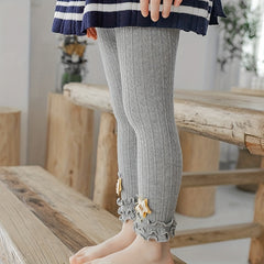 Girls Ruffled Edge Cotton Pantyhose Leggings