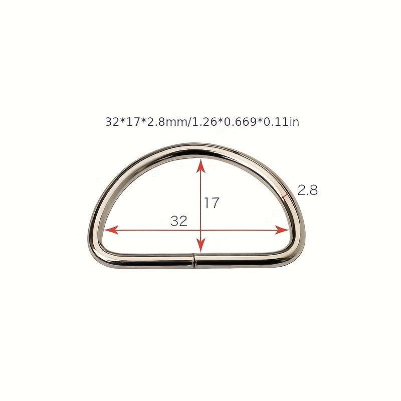 100pcs DIY Clothing Metal D-ring Accessories Silver D Buckle