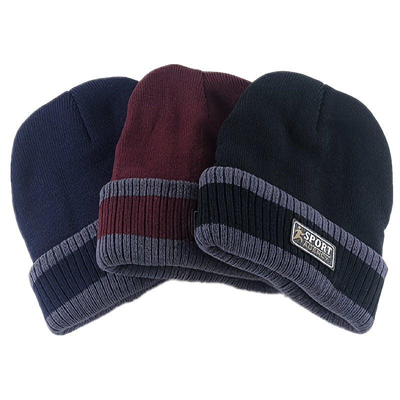 Men's Knitted Hat Plus Velvet Thick Woolen Hat Outdoor Cold Hat