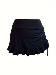 Sports Skirt Women's Plus Ruched Ruffle Trim Mini Skirt