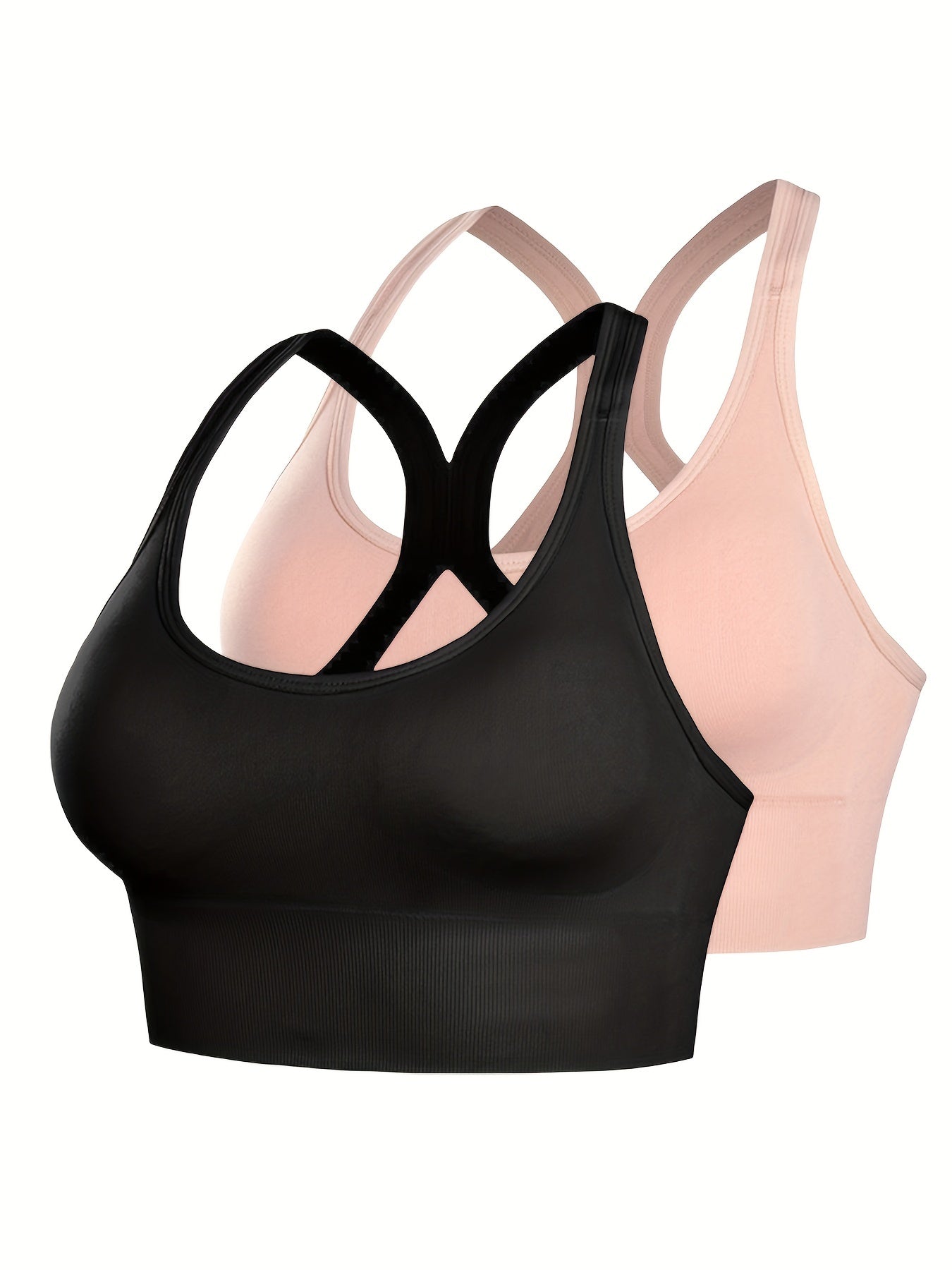 2pcs Sports Bras Comfy Breathable Push Up Shockproof Women's Lingerie Underwear