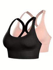 2pcs Sports Bras Comfy Breathable Push Up Shockproof Women's Lingerie Underwear