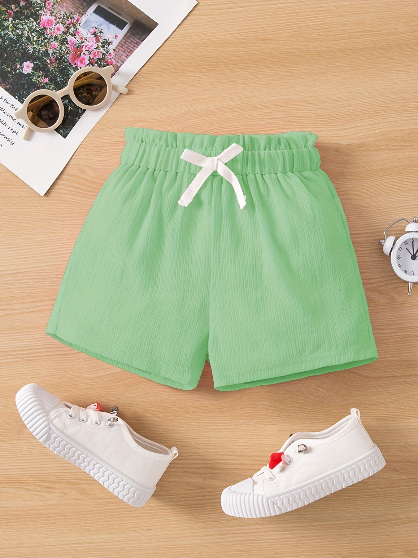 Toddler Girls Bow Paperbag Waist Shorts