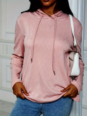 Solid Drawstring Long Sleeve Hoodie Casual Comfy Stylish Loose Sweatshirt