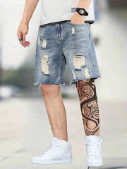 Men's Distressed Denim Shorts for Summer