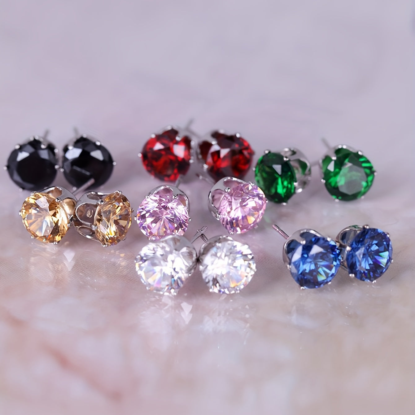 Summer Style CZ Decor Stud Earrings Set, Holiday Birthday Party Gift