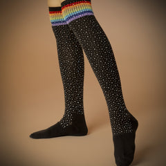 Rainbow Stripe Christmas Knee High Socks