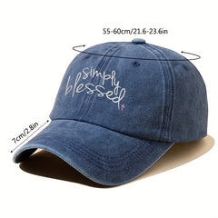 Simply Blessed Embroidery Baseball Cap Unisex Washed Distressed Solid Dad Hats