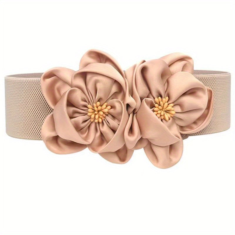 Double Flower Wide Girdle Solid Elastic Waistband