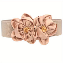 Double Flower Wide Girdle Solid Elastic Waistband