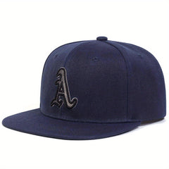 Gothic A Embroidery Snapback Hat Flat Brim Hip Hop Baseball Cap Unisex