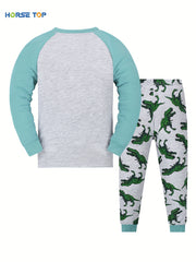 Kid's Cartoon Animal Pajama Set Long Sleeve Top & Pants