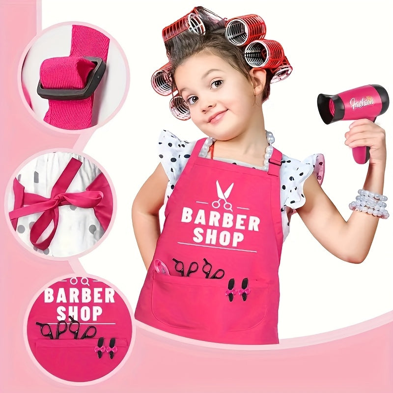Girls' Hair Tool Playset Makeup Dress Up Toys Realistic Hair Dryer Brushes Sciss