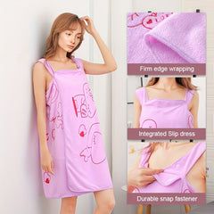 Cartoon Printed Wearable Bath Towel Quick Drying Spa Wrap Towel