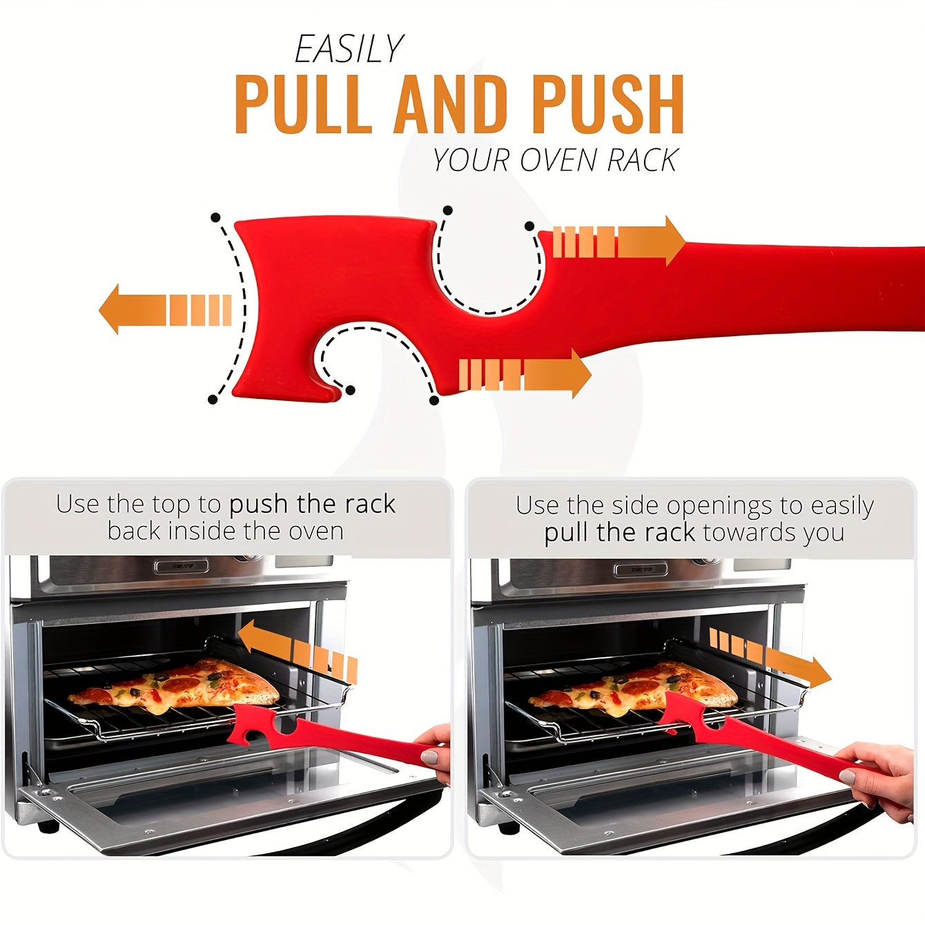 Oven Rack Sliding Tool Red Thanksgiving Special Kitchen Long Handle