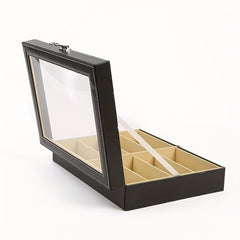 8 Slots Sunglasses Organizer Glass Lid Display Case Glasses Storage Holder