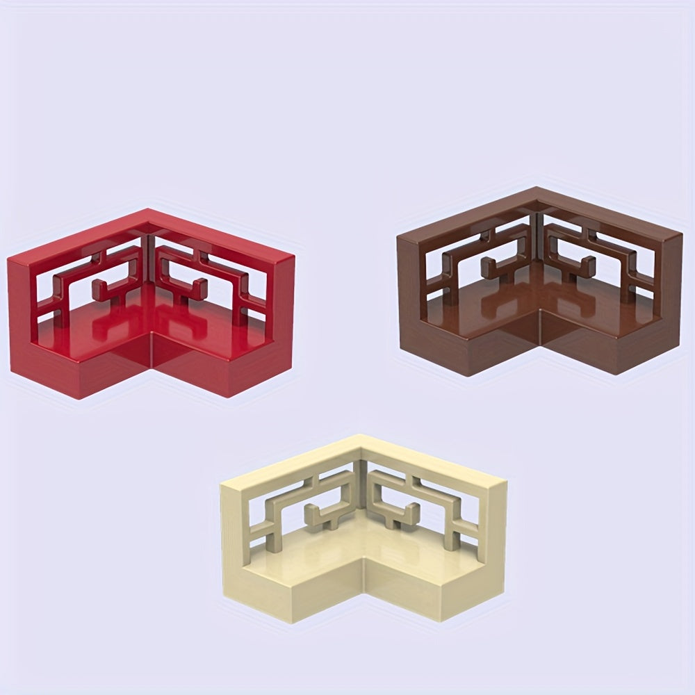 12 PCS Corner Fret Ranch Carved Fence Building Blocks Set for Ages 8-12