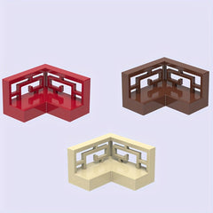 12 PCS Corner Fret Ranch Carved Fence Building Blocks Set for Ages 8-12