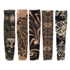 5pcs Tattoo Arm Sleeves UV Protection Ice Silk Sleeves for Outdoor Sports