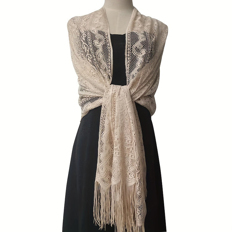 Floral Lace Scarf Tassels Shawl Bridesmaid Cover Up Wraps