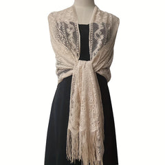 Floral Lace Scarf Tassels Shawl Bridesmaid Cover Up Wraps