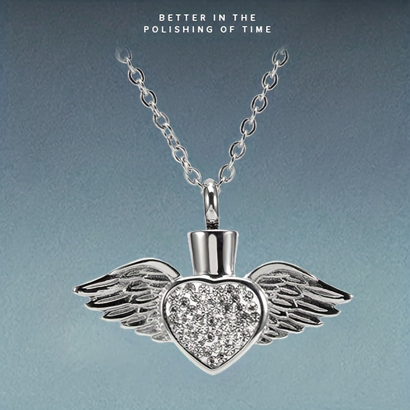 Cremation Urn Necklace For Ashes Birthstone Angel Wing