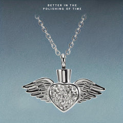 Cremation Urn Necklace For Ashes Birthstone Angel Wing