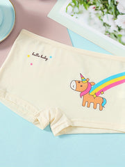 5pcs Unicorn Printed Boxer Shorts Girls Comfy Stretch Panties