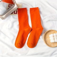 7 Pairs Women's Solid Mid Tube Socks
