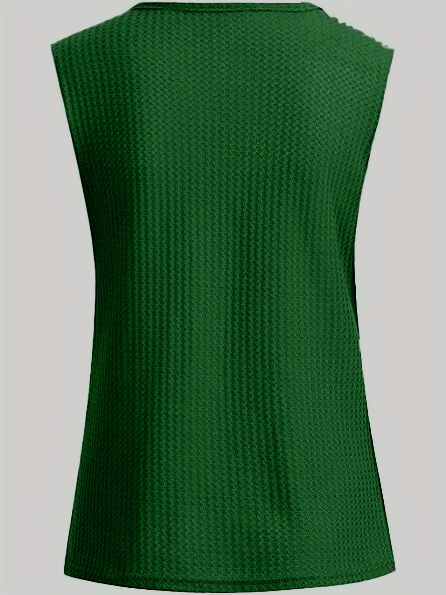 Waffle Knitted V Neck Tank Top for Summer Women