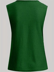 Waffle Knitted V Neck Tank Top for Summer Women